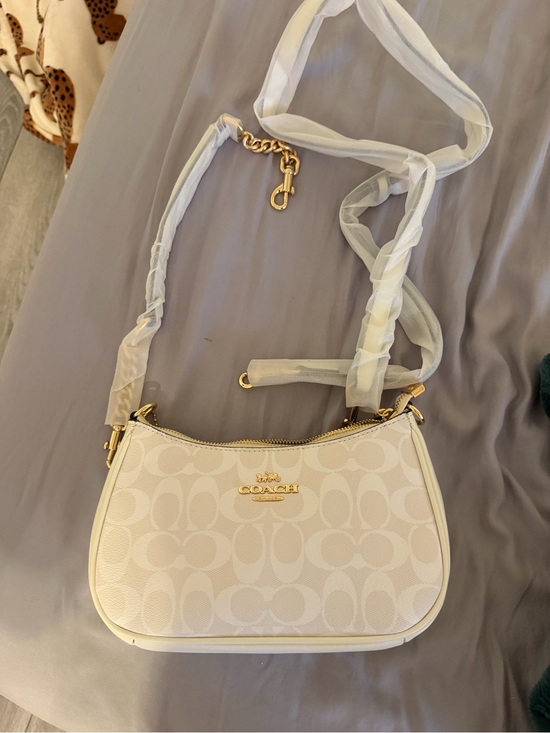 Coach Handbags - Coach Cream Signature Jacquard Crossbody with Gold Hardware